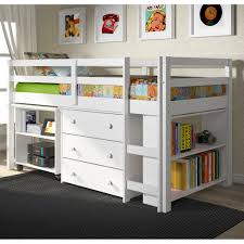 There are multiple shelves under the bed (on each. Donco Kids Low Study Loft Desk Twin Bed With Chest And Bookcase On Sale Overstock 10840657