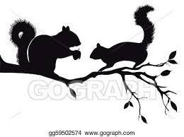 Black And White Squirrel With Acorn Clipart Vector Art Squirrels On Tree Vector Eps Clipart Gg59502574 Gograph Vector Art Squirrel Art
