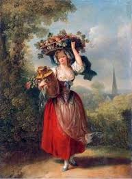 A Peasant Girl Carrying A Basket Of Fruit On Her Head Jean Frederic Schall The Athenaeum Rococo Art Rococo Painting Romantic Paintings