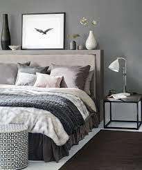 This grey bedroom is actually a completely white room, but the luxurious velvet bed throw the colour theme continues throughout the room, with grey walls complementing bedside furniture. Grey Bedroom Ideas Grey Bedroom Decorating Grey Colour Scheme