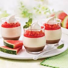 Panna Cotta A La Compote De Melon D Eau Et Coulis Au Chocolat Les Recettes De Caty Recipe In 2020 Food Hawaiian Desserts Food And Drink