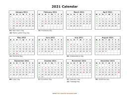 Get 2021 calendar printable template, blank calendar 2021 printable with notes. Printable Yearly Calendar 2021 Free Calendar Template Com