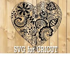 Download Flower Heart Mandala Svg Zentangle Heart Svg Intricate Svg Etsy
