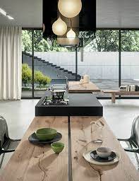 1 cuisine feng shui pour la cuisine zen d espace vaste et table en bois massif cuisine moderne cuisine bois cuisine contemporaine
