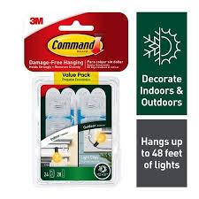 Command Clear Outdoor Light Clips 24 Hooks 28 Strips Per Pack Walmart Com Light Clips Outdoor Lighting Outdoor Hanging Lights
