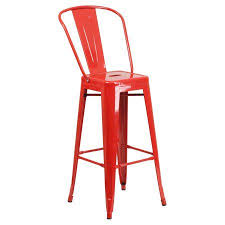 Flash Furniture 30 High Metal Indoor Outdoor Barstool With Back Multiple Colors Walmart Com Metal Bar Stools Bar Stools Red Bar Stools