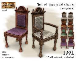 55482 antique country primitive high chair youth doll chair. Second Life Marketplace Set Of Medieval Chairs V1 Old World Rustic Medieval Furniture