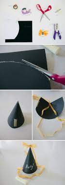 Chalk Board Party Hat Diy Tea Party Hats Party Hats Diy Template Kids Construction Paper