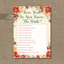 What is the groom's birthdate? How Well Do You Know The Bride Autumn Floral Nifty Printables