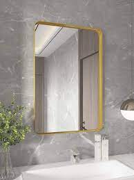 Get 5% in rewards with club o! China Bathroom Wall Mirror Rectangle Mirror Rounded Corners Gold Metal Framed Mirror For Bathroom Hangs Horizontal Or Vertical China Home Decoration Home Decor