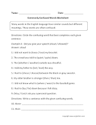 Grammar Worksheets Word Usage Worksheets Commonly Confused Words Confusing Words Word Usage