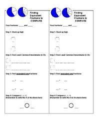 Finding Equivalent Fractions To Compare Template And Process Chart