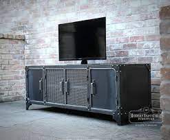 Thanks for checking out this diy modern industrial tree media console/tv stand using reclaimed wood that with shou sugi ban.via: Media Console Industrial Modern All Steel Tv Stand Cabinet Etsy Modern Industrial Furniture Media Console Modern Industrial