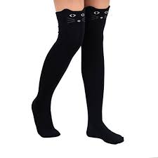 Overmal Womens Cat Catoon Socks Long Socks Over Knee High Sock Navy Learn More By Visiting The Image Link Thi Thigh High Socks High Socks Over Knee Socks