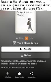 Separados por uma terrível tragédia familiar, um casal tenta reconquistar a conexão perdida que um dia foi tão forte. Isso Nao E Um Meme Eu So Quero Recomendar Esse Video Da Netflix Se Algo Acontecer Te Amo 2020 Top 7 Filmes De Hoje Assistir Baixar Um Casal Enfrenta O Vazio