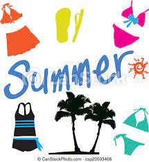 Explore the 40+ collection of summer season clipart images at getdrawings. Summer Summer Season Swimsuits Palmtrees Flip Flop Summer Clipart Sets Canstock