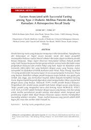 Caj bagi satu lawatan (termasuk segala siasatan). Pdf Factors Associated With Successful Fasting Among Type 2 Diabetic Mellitus Patients During Ramadan A Retrospective Recall Study