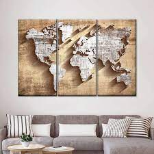 Wooden Shadow World Map Multi Panel Canvas Wall Art In 2021 World Map Decor Map Wall Decor Canvas Wall Art
