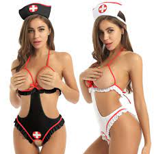 Women Sexy Naughty Nurse Costume Lingerie Set Hen Fancy Dress Leotard  Bodysuit | eBay