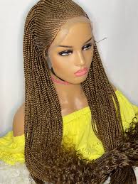 Amy Braids Lace Frontal Cornrow Braided Wig Ghana Weaving Braided Wig 30  Inches for Black Women, Natural Looking Handmade, Comfortable Wear
