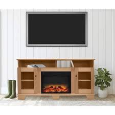 Sienna 34 electric fireplace with 1500w log insert and slate blue mantel by cambridge (1) $396. Cambridge Cambridge Natural Savona Electric Fireplace Heater With 59 Wood Tv Stand Enhanced Log Display Multi