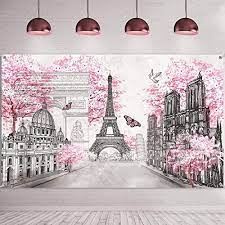 Paris themed wall decor is sure to be a conversation starter as the city of light has a romantic appeal, with its ancient monuments and fashionable, french citizens. Buy Paris Tapestry Backdrop Paris Wall Art Eiffel Tower Photo Banner Background European City Landscape Pink Wall Hanging Decor For Living Room Girl Bedroom Paris Themed Party Decoration 72 8 X 43 3 Inch