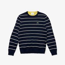 mens lacoste live striped cotton sweater