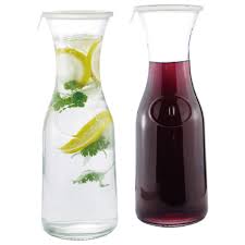Amazon Com Glass Water Or Wine Carafe 1 Liter 2 W Lids Carafes Pitchers Decanter and glass serving sets.