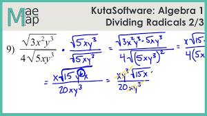 Before multiplying, you should first divide out any common factors to both a numerator and a. Kutasoftware Algebra 1 Dividing Radicals Part 2 Youtube