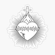 Te pedimos que reines siempre en nuestra familia. Pegatinas Sagrado Corazon De Jesus Redbubble