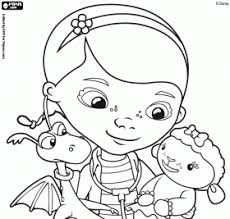 Dottie Doc Mcstuffins With Stuffy And Lambie Online Coloring Pages Doc Mcstuffins Coloring Pages Coloring Pages Disney Coloring Pages