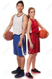 The basketball competitions are held at. Male And Female Basketball Players Studio Shot Over White Stock Photo Picture And Royalty Free Image Image 17701513