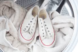 How To Wash Sneakers In A Washing Machine When It 39 S Time To Freshen Up Your Favorite How To Wash Sneakers How To Clean White Converse White Converse Shoes