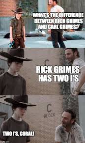 Spoiler Difference Between Rick And Carl Walking Dead Jokes Walking Dead Memes Walking Dead Funny