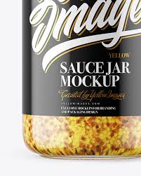 Clear Glass Jar With Wholegrain Mustard Sauce Mockup In Jar Mockups On Yellow Images Object Mockups
