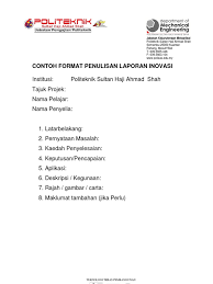 It was established by the ministry of education on march 1, 2002 as the 15th polytechnic in the country. Format Laporan Inovasi Dme