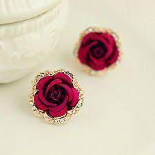 Finding One Is Hard Finding The Whole Flock Is Impossible Flower Earrings Studs Red Flower Earrings Rose Earrings