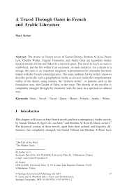 A Travel Through Oases in French and Arabic Literature