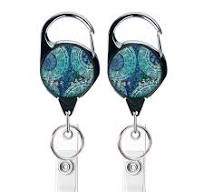 2pcs 65cm Retractable Pull Badge Reel Vintage Compass Map Name Tag Card  Badge Holder(Blue Mandala)