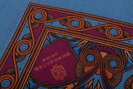 Napoleon took a scientific expedition with him to egypt. Cerulean Blue Pocket Square Art Deco Egyptian Scarab Pattern In Burnt Orange Magenta Black With Orange Contrast Edge By Fort Belvedere