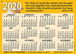 Gospel Pocket Wallet Calendar Laminated Full Color Card