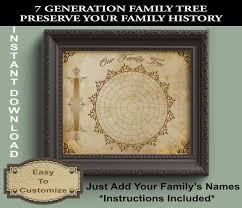 Genealogy 7 Generation Blank Custom Printable Family Tree Genealogy Template Instant Download Genealogy Print Ancestry Chart
