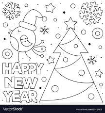 Happy New Year Coloring Page Black And White Vector Illustration Download A New Year Coloring Pages Merry Christmas Coloring Pages Christmas Coloring Pages