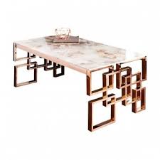 Rose gold base circle accent side table the santa barbara rose gold accent table offers laid back sophistication with a white wash finish wood table top and a modern rose gold cage base. Marble Glass Rose Gold Coffee Table