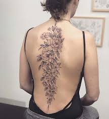 Big Peony Back Tattoo Floral Back Tattoos Spine Tattoos For Women Back Tattoo Women