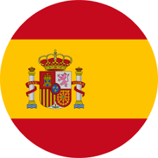 Round button icon of national flag of spain with red and yellow colors and inscription of city name: Spain Flag Icon Country Flags