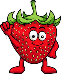 Cute Strawberry Mascot Waving Cartoon Vector Clipart - FriendlyStock