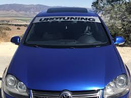 All of our vinyl lettering windshield stickers are made from a high quality material and is available at a low, affordable cost. Urotuning Motorsport Windshield Banner