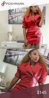 Red Vegan Leather Jacket Dress Leather Jacket Dress Vegan Leather Jacket Leather Jacket