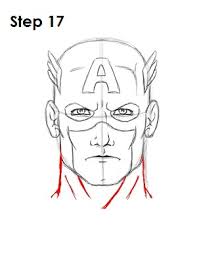 Draw the eyes, mouth, ears and letter a. How To Draw Captain America